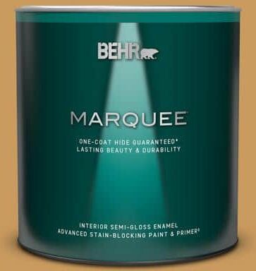 BEHR MARQUEE 1 qt. #M280-6 Solid Gold Semi-Gloss Enamel Interior Paint & Primer