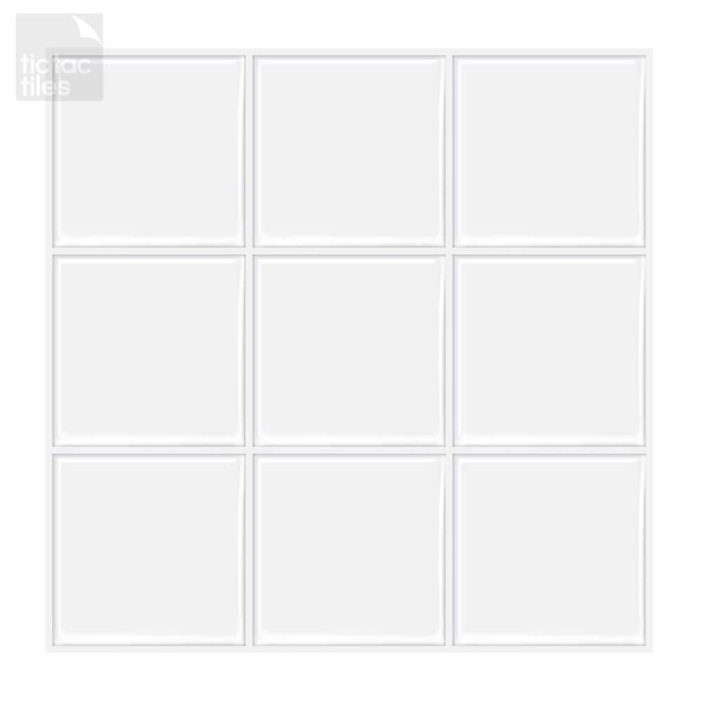 Tic Tac Tiles Thicker Square White Decorative Square Wall Tile Backsplash 12 in. x 12 in. PVC Peel and Stick Tile (10 sq. ft./pack)