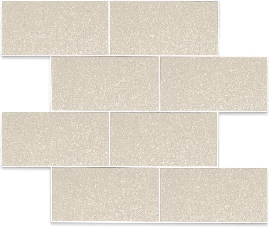 Yipscazo 12 in. x 12 in. PVC Shiny Khaki Peel and Stick Backsplash Subway Tiles for Kitchen (10-Sheets/10 sq. ft.)