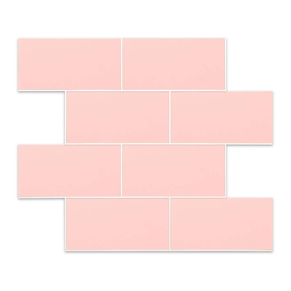 Yipscazo 12 in. x 12 in. PVC Nude Pink Peel and Stick Backsplash Subway Tiles for Kitchen (10-Sheets/10 sq. ft.)