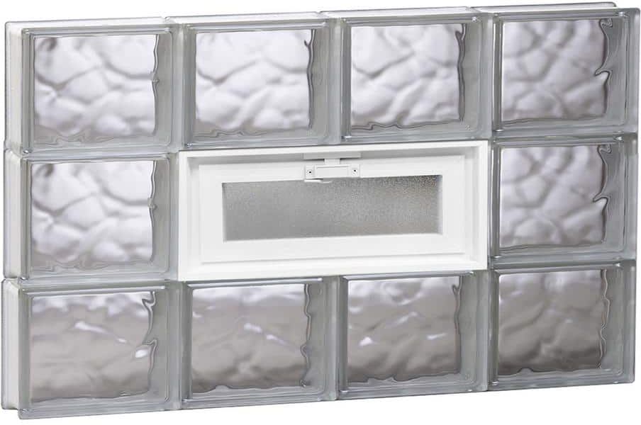 Clearly Secure 31 in. x 17.25 in. x 3.125 in. Frameless Wave Pattern Vented Glass Block Window