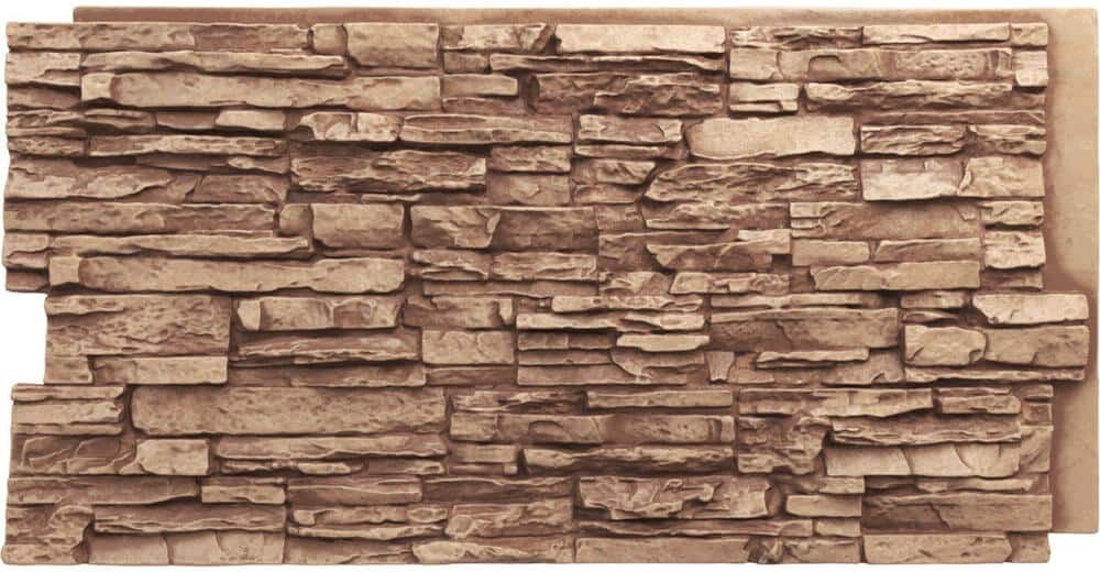 Ekena Millwork Canyon Ridge 45 3/4 in. x 1 1/4 in. Wheat Field Stacked Stone, StoneWall Faux Stone Siding Panel