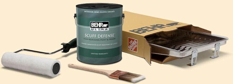 BEHR 1 gal. #YL-W03 Honied White Extra Durable Semi-Gloss Enamel Interior Paint & 5-Piece Wooster Set All-in-One Project Kit