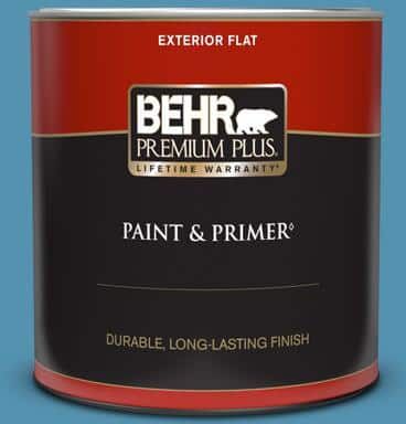 BEHR PREMIUM PLUS 1 qt. #M490-5 Jet Ski Flat Exterior Paint & Primer