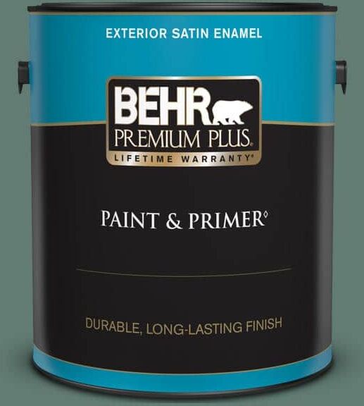 BEHR PREMIUM PLUS 1 gal. #S430-6 Forest Edge Satin Enamel Exterior Paint & Primer