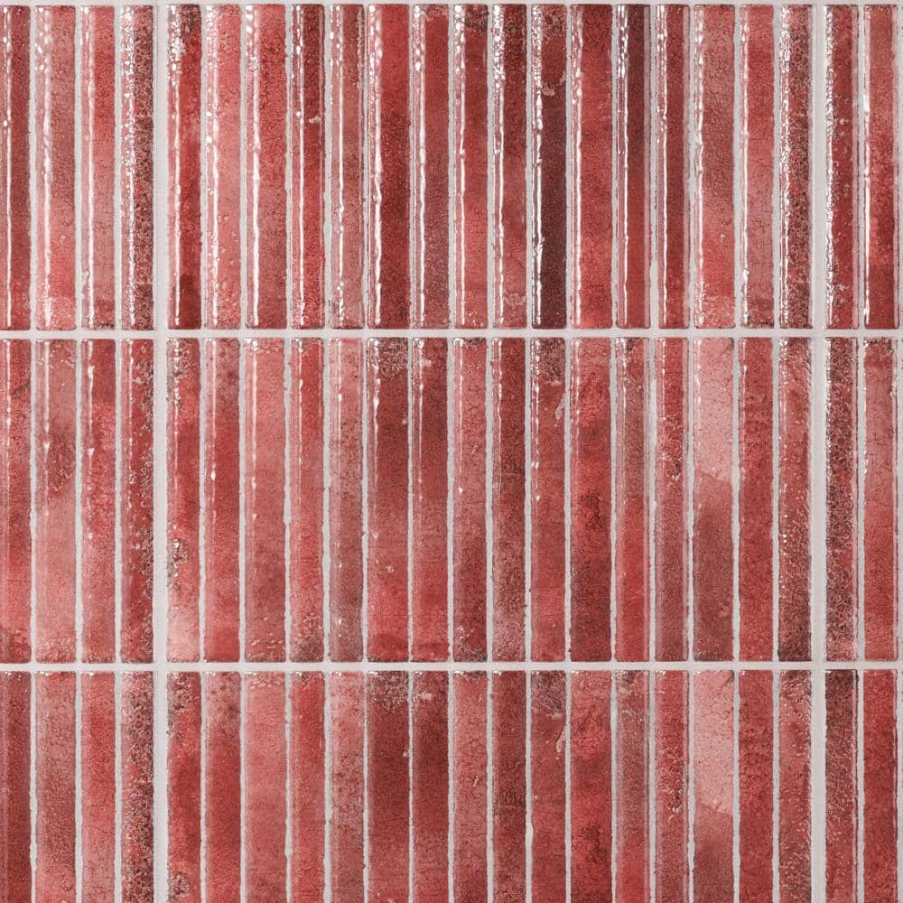 Ivy Hill Tile Mawr Red 5.9 in. x 11.81 in. Polished Fluted Ceramic Wall Tile (9.68 sq. ft./Case)