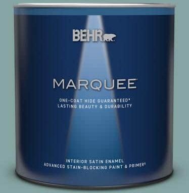 BEHR MARQUEE 1 qt. #PPU13-08 Venus Teal One-Coat Hide Satin Enamel Interior Paint & Primer