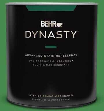 BEHR DYNASTY 1 qt. #MQ4-48 Planet Green One-Coat Hide Semi-Gloss Enamel Interior Stain-Blocking Paint and Primer