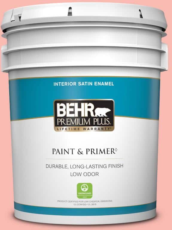 BEHR PREMIUM PLUS 5 gal. #150A-3 Mixed Fruit Satin Enamel Low Odor Interior Paint & Primer