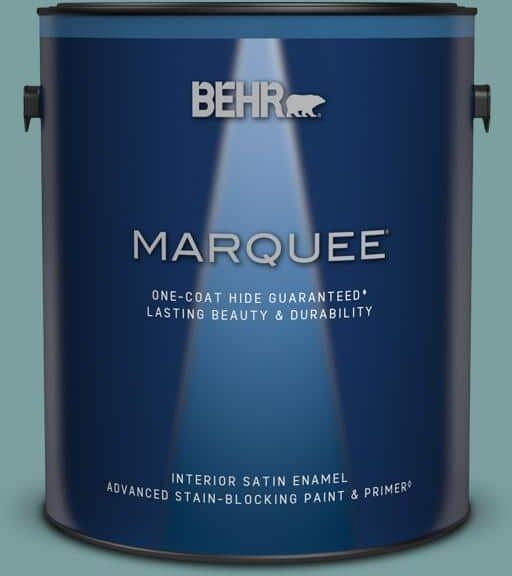 BEHR MARQUEE 1 gal. #S440-4 Tower Bridge One-Coat Hide Satin Enamel Interior Paint & Primer