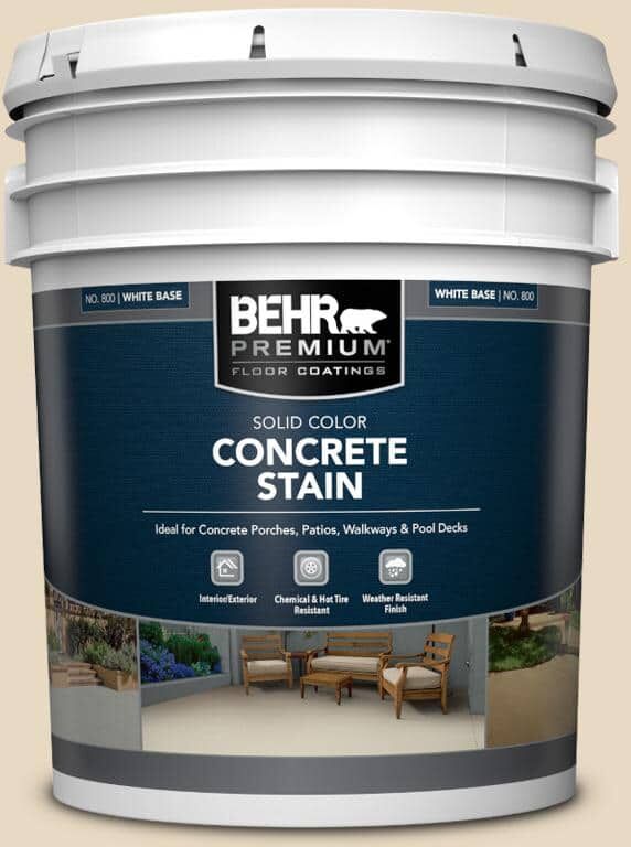 BEHR PREMIUM 5 gal. #PFC-16 Wool Coat Solid Color Flat Interior/Exterior Concrete Stain