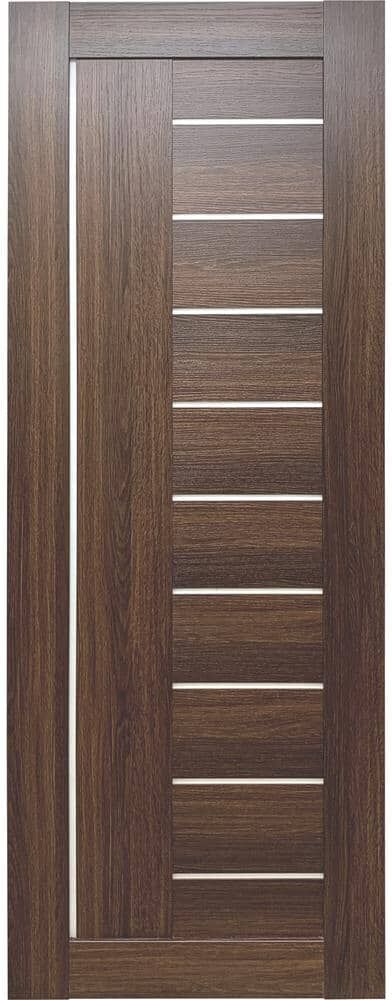 Valusso design doors 32 in. x 80 in. Tallahassee Whiskey Oak Prefinished Opal PC Glass 10-Lite Solid Core Wood Interior Door Slab No Bore