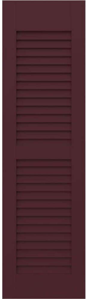 Ekena Millwork 12 in. W x 51 in. H Americraft 2 Equal Louver Exterior Real Wood Shutters Pair in Wine Red