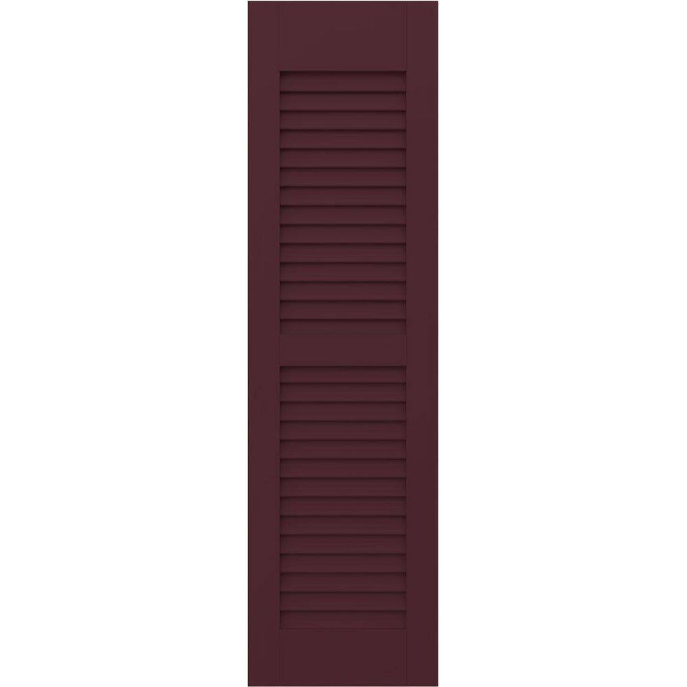 Ekena Millwork Americraft 15 in. W x 69 in. H 2-Equal Louver Exterior Real Wood Shutters Pair in Wine Red