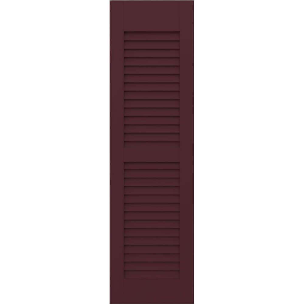 Ekena Millwork 18 in. W x 40 in. H Americraft 2 Equal Louver Exterior Real Wood Shutters (Per Pair) in Wine Red