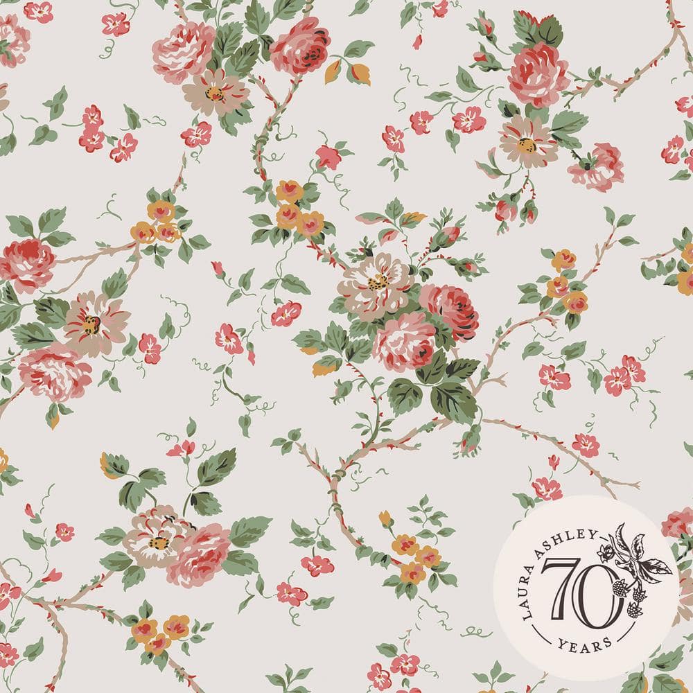 Laura Ashley Mountney Garden Antique Pink Non-Woven Paper Removable Wallpaper