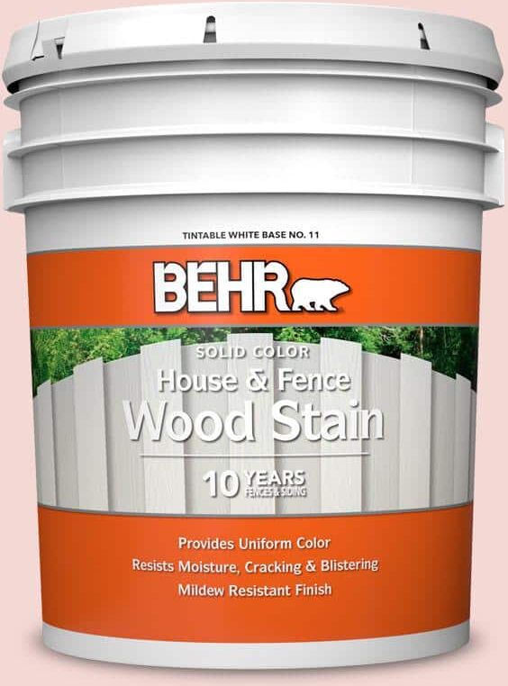 BEHR 5 gal. #M160-1 Cupcake Pink Solid Color House and Fence Exterior Wood Stain