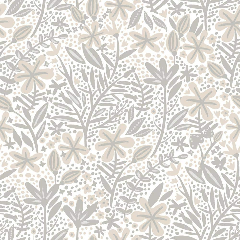 RoomMates CAT COQUILLETTE PORCELAIN GARDEN NEUTRAL Vinyl Peel and Stick Matte Wallpaper 30.75 sq. ft.