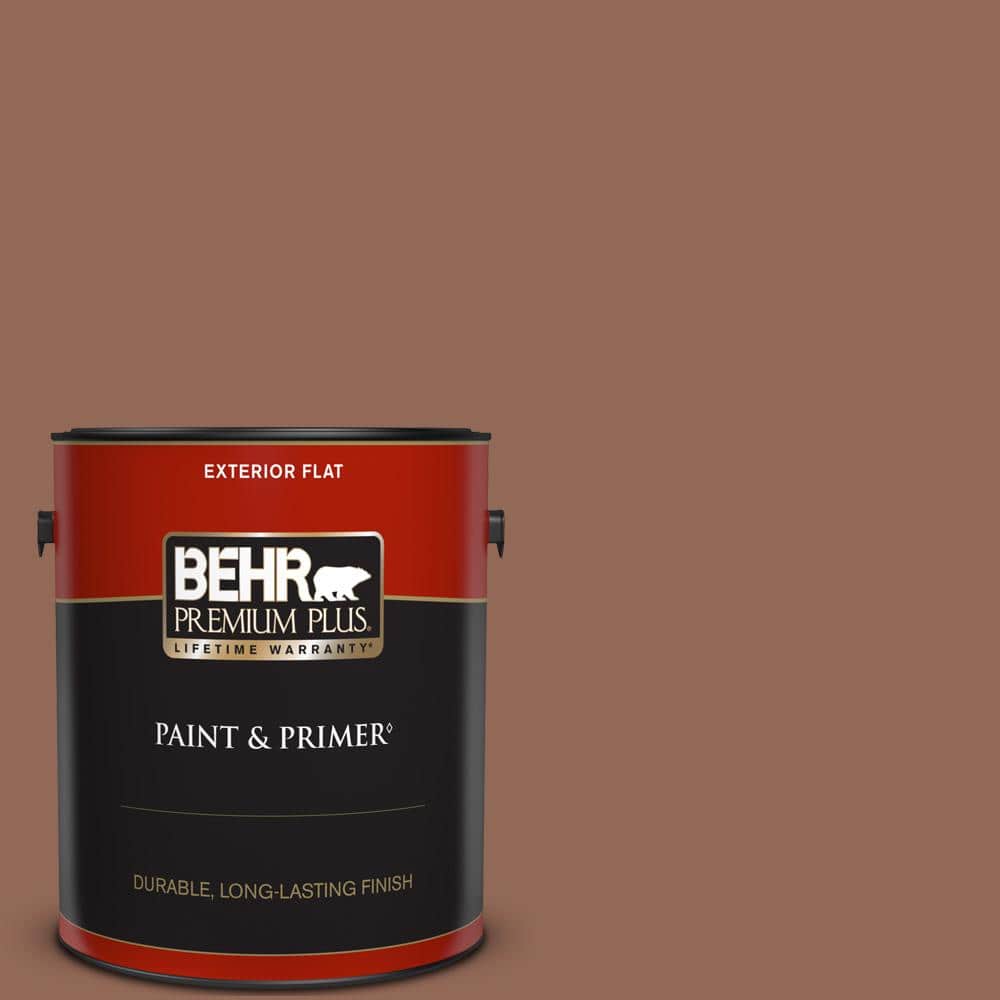 BEHR PREMIUM PLUS 1 gal. #S190-6 Rio Rust Flat Exterior Paint & Primer