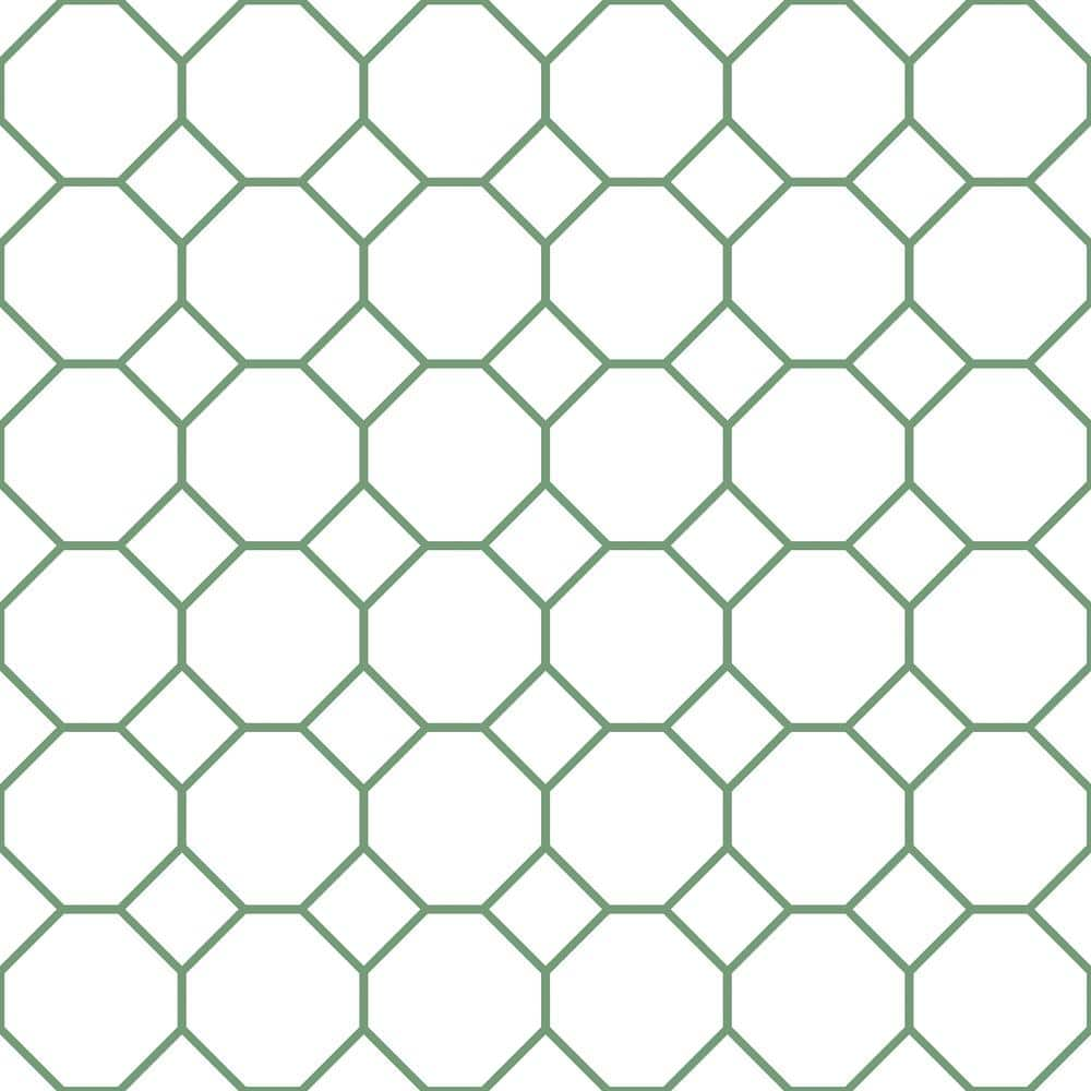 Bee Hive Design Green/White Matte Finish Vinyl on Non-Woven Non-Pasted Wallpaper Roll