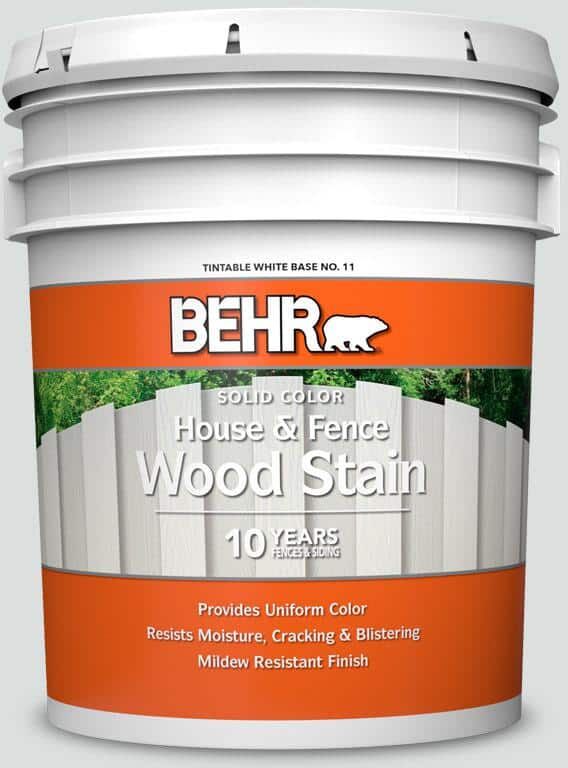 BEHR 5 gal. #BL-W11 Tinsmith Solid Color House and Fence Exterior Wood Stain