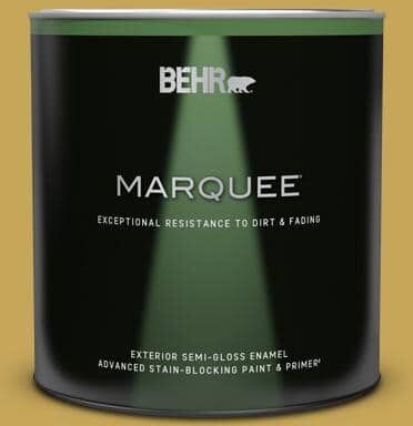 BEHR MARQUEE 1 qt. #PPU6-18 Lemongrass Semi-Gloss Enamel Exterior Paint & Primer