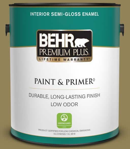 BEHR PREMIUM PLUS 1 gal. #S330-6 Dash of Oregano Semi-Gloss Enamel Low Odor Interior Paint & Primer