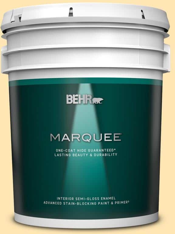 BEHR MARQUEE 5 gal. #P260-3 Vanilla Ice Cream Semi-Gloss Enamel Interior Paint & Primer