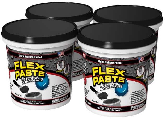 FLEX SEAL FAMILY OF PRODUCTS Flex Paste 3 lb. Black All Purpose Strong Flexible Watertight Multipurpose Sealant (4-Pack)