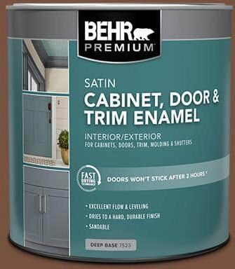 BEHR PREMIUM 1 qt. #240F-7 Root Beer Satin Enamel Interior/Exterior Cabinet, Door & Trim Paint