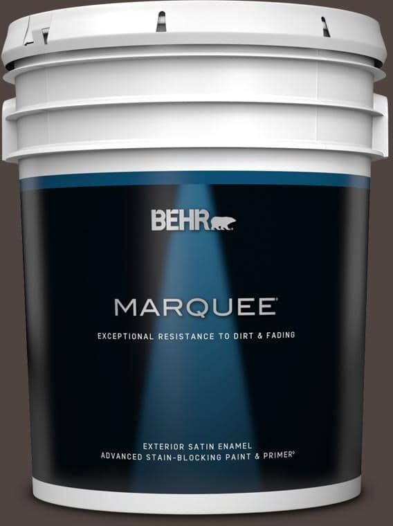 BEHR MARQUEE 5 gal. #790B-7 Bitter Chocolate Satin Enamel Exterior Paint & Primer