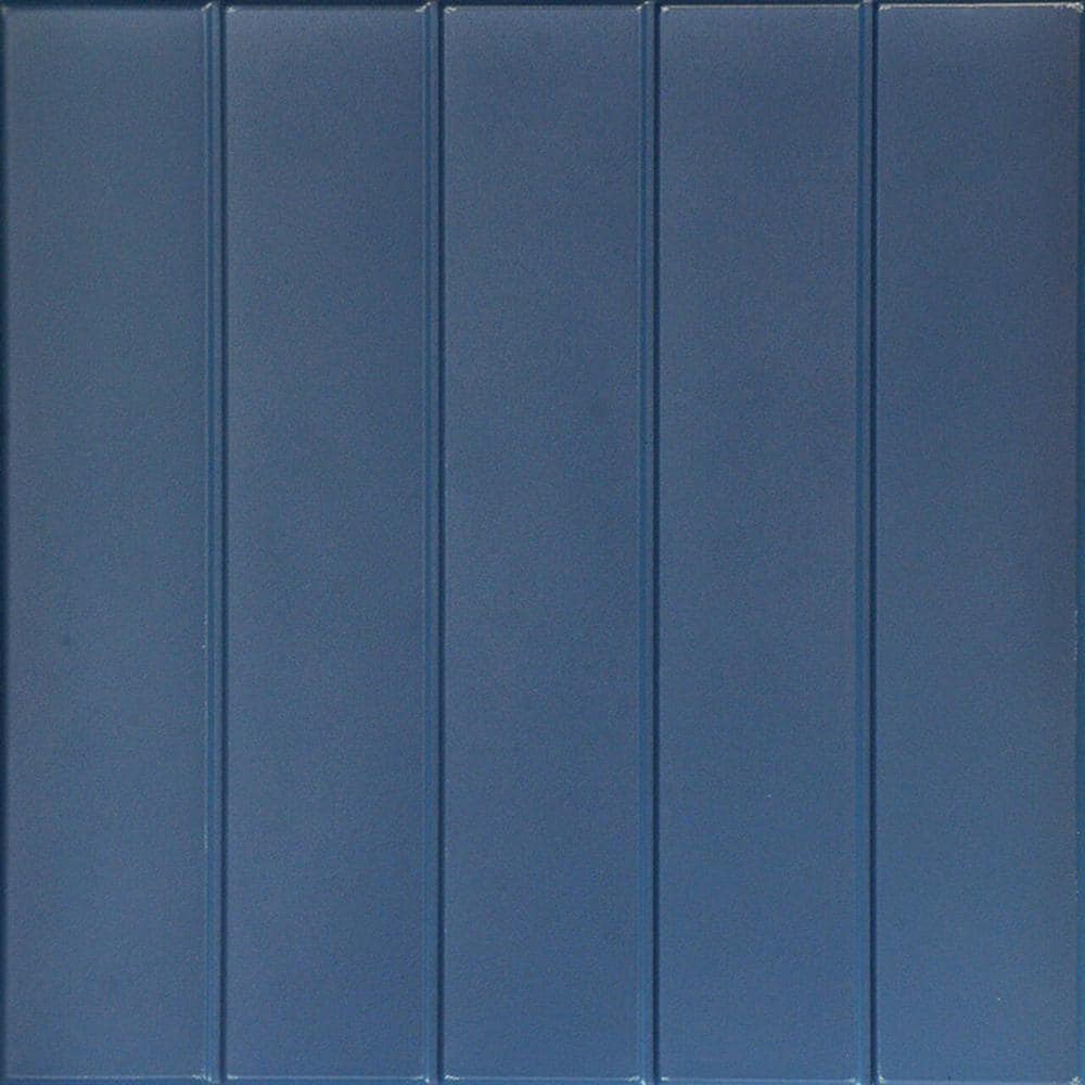 A La Maison Ceilings Bead Board Van Deusen Blue 1.6 ft. x 1.6 ft. Decorative Foam Glue Up Ceiling Tile (21.6 sq. ft./case)