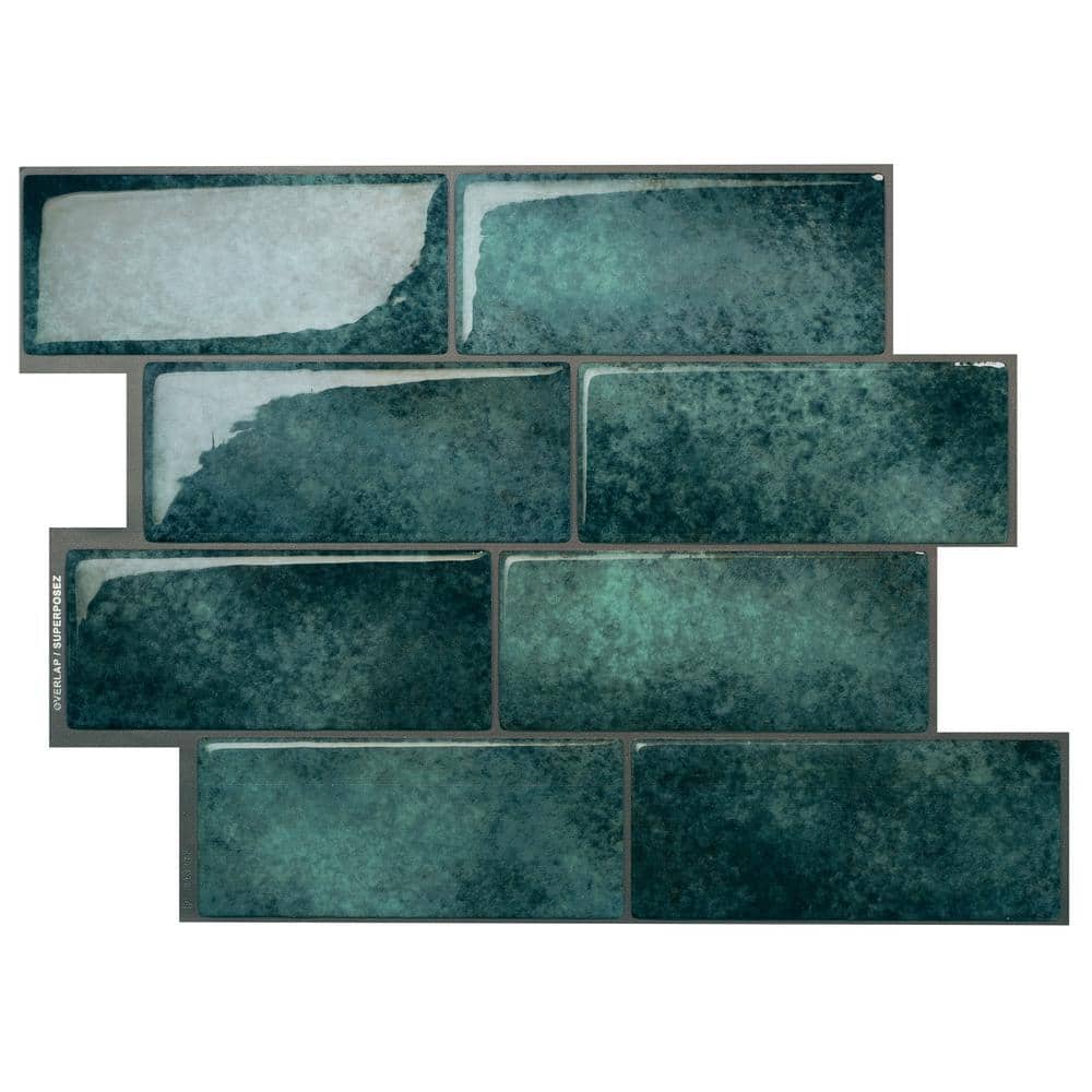 smart tiles Metro Medina Green 11.56 in. x 8.38 in. Vinyl Peel and Stick Tile (2.21 sq. ft./ 4-pack)