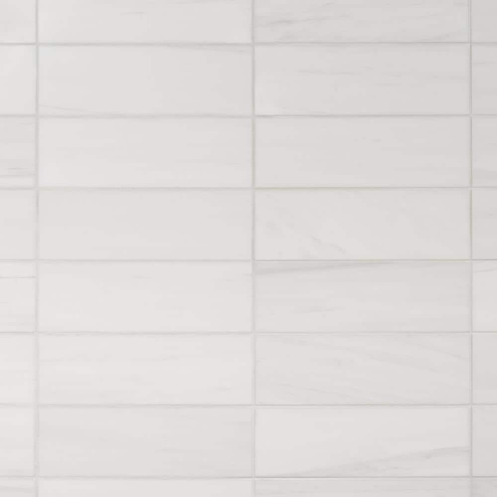 Ivy Hill Tile Bianco Dolomite White 4 in. x 12 in. Polished Marble Floor and Wall Tile (6.56 sq. ft./Case)