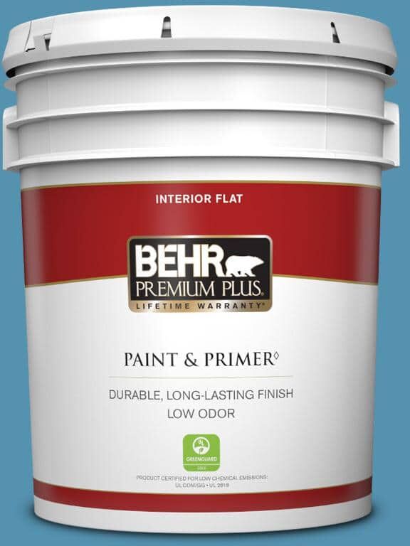 BEHR PREMIUM PLUS 5 gal. #M490-5 Jet Ski Flat Low Odor Interior Paint & Primer