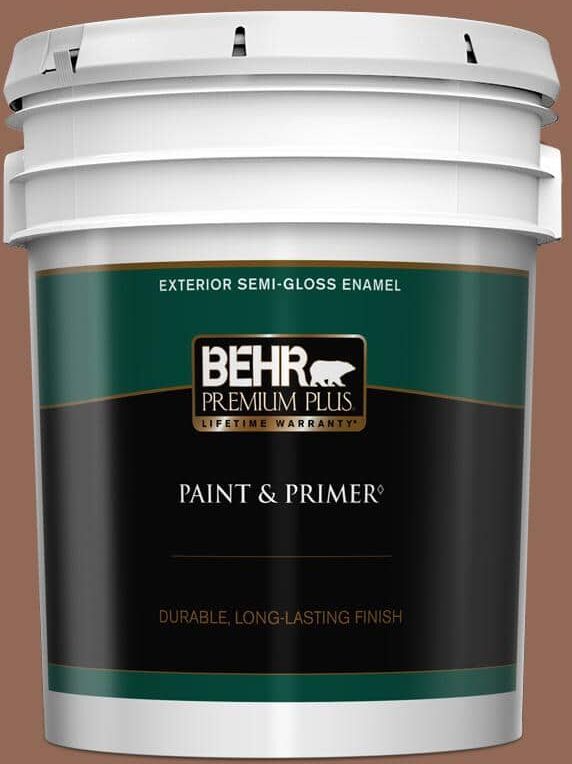 BEHR PREMIUM PLUS 5 gal. #S190-6 Rio Rust Semi-Gloss Enamel Exterior Paint & Primer