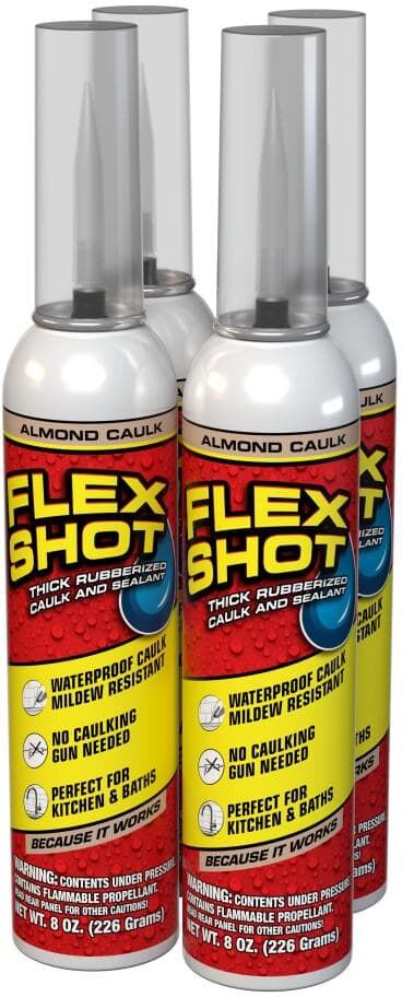 FLEX SEAL FAMILY OF PRODUCTS Flex Shot 8 fl. oz. Almond Thick Rubber Mildew Resistant Waterproof Sealant (4-Pack)