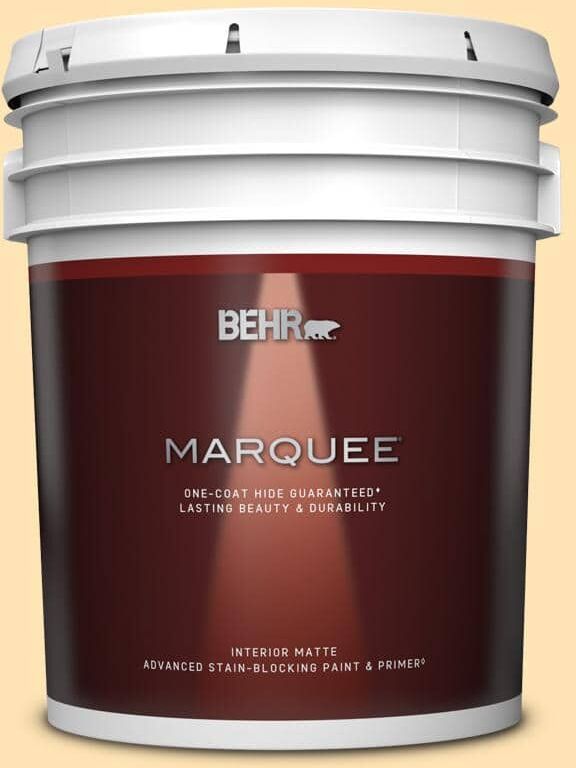 BEHR MARQUEE 5 gal. #P250-2 Golden Nectar Matte Interior Paint & Primer