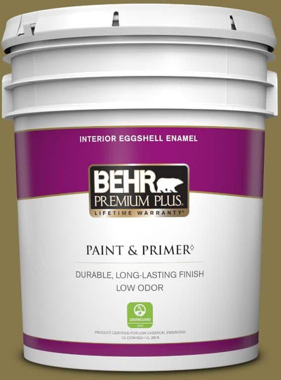 BEHR PREMIUM PLUS 5 gal. #M330-7 Green Tea Leaf Eggshell Enamel Low Odor Interior Paint & Primer