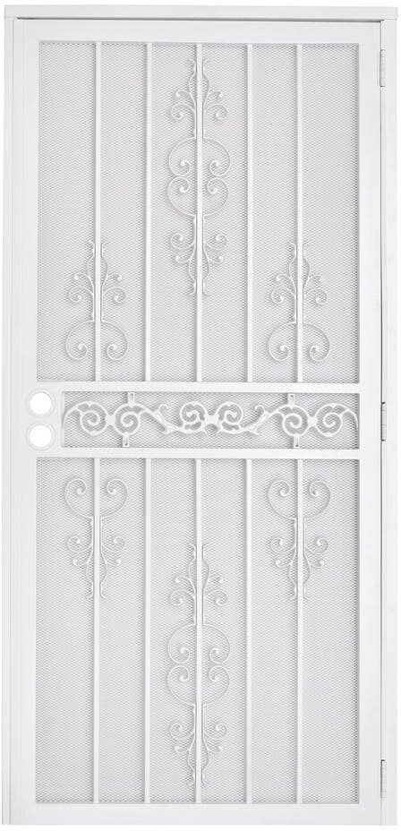 US Door and Fence 32 in. x 80 in. Valencia White Steel Surface Mount Outswing Security Door with Expanded Steel Screen Inlay