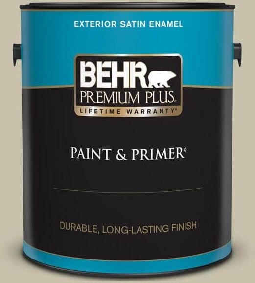 BEHR PREMIUM PLUS 1 gal. #PPU9-19 Organic Field Satin Enamel Exterior Paint & Primer