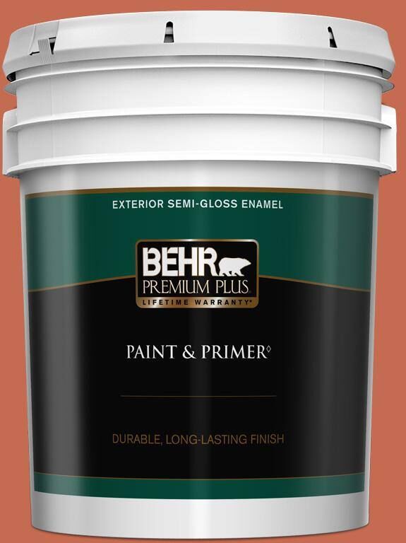 BEHR PREMIUM PLUS 5 gal. #T16-14 Raw Copper Semi-Gloss Enamel Exterior Paint & Primer