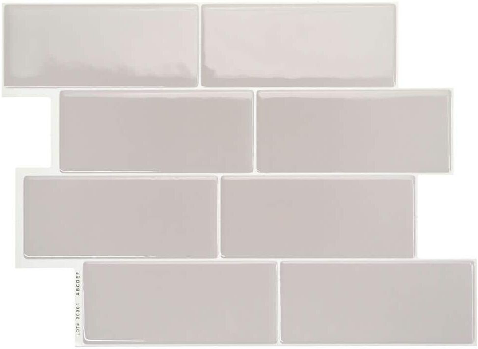 smart tiles Metro Cassandra Gray 11.56 in. x 8.38 in. Vinyl Peel and Stick Tile (2.21 sq. ft./ 4-pack)