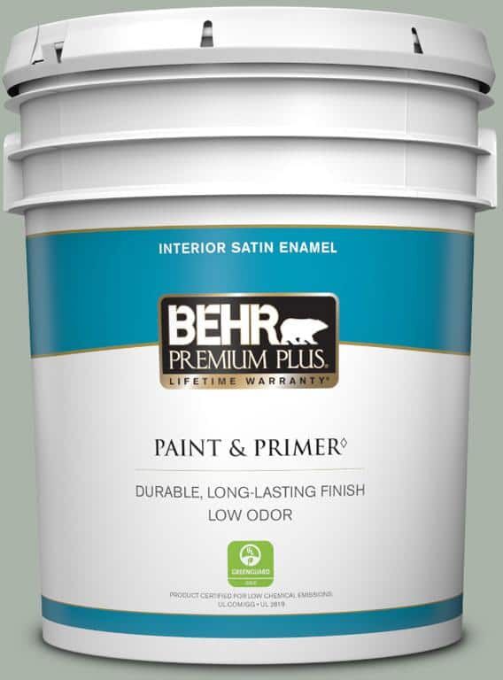 BEHR PREMIUM PLUS 5 gal. #BXC-38 Alpine Air Satin Enamel Low Odor Interior Paint & Primer