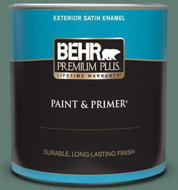 BEHR PREMIUM PLUS 1 qt. #S430-6 Forest Edge Satin Enamel Exterior Paint & Primer