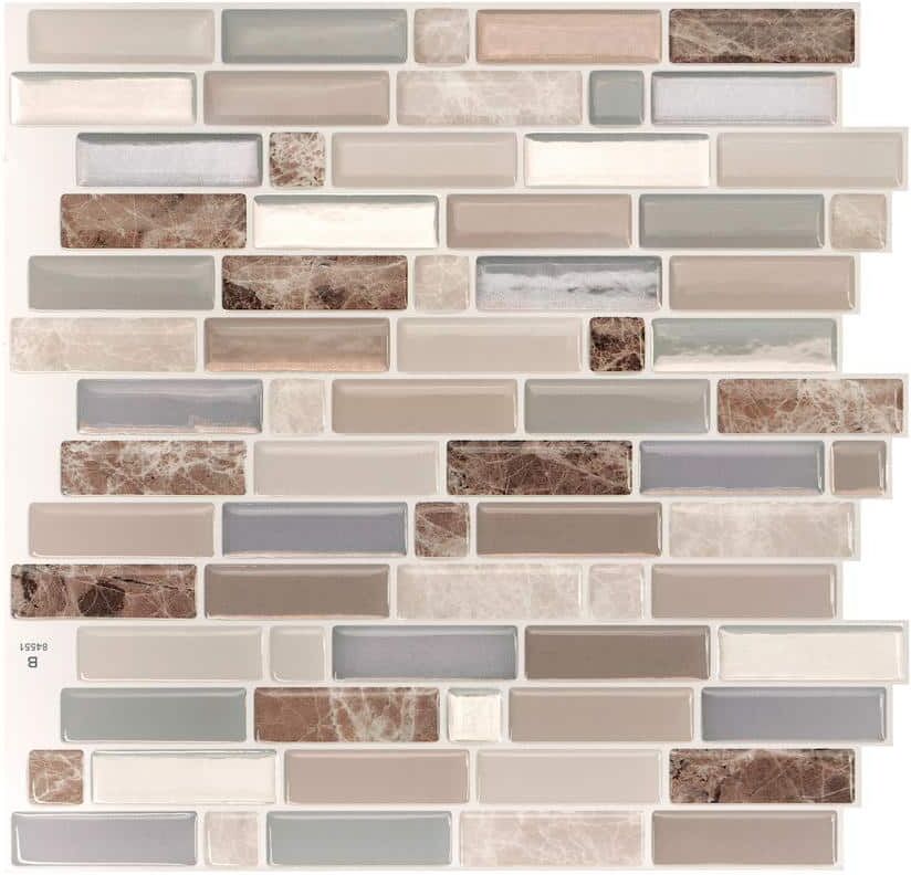 smart tiles Crescendo Terra Brown / Beige 9.73 in. x 9.36 in. Vinyl Peel and Stick Tile (2.30 sq. ft./ 4-pack)