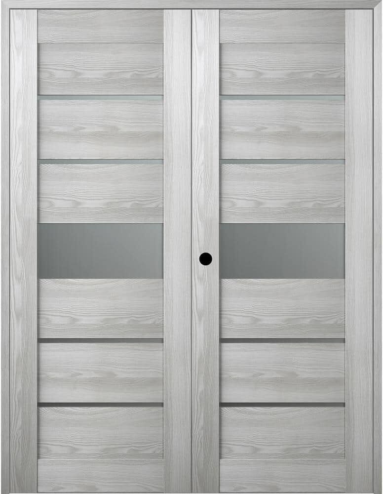 Belldinni Vona 07-06 36 in. x 84 in. Right Hand Active 5-Lite Frosted Glass Ribeira Ash Wood Composite Double Prehung French Door