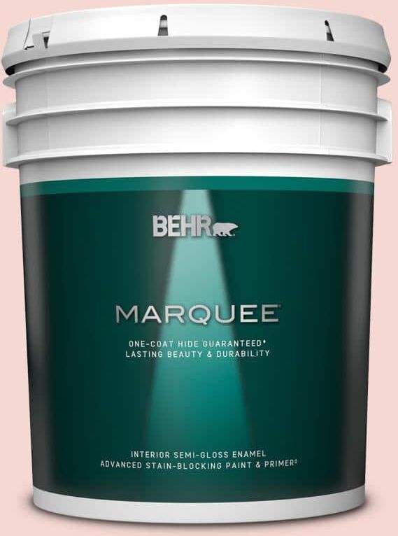 BEHR MARQUEE 5 gal. #M160-1 Cupcake Pink Semi-Gloss Enamel Interior Paint & Primer