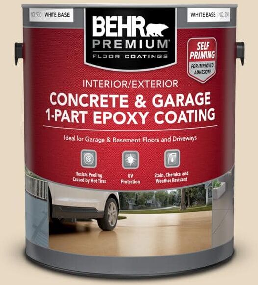 BEHR PREMIUM 1 gal. #PFC-16 Wool Coat Self-Priming 1-Part Epoxy Satin Interior/Exterior Concrete and Garage Floor Paint