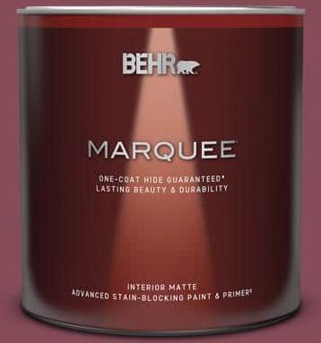 BEHR MARQUEE 1 Qt. #MQ1-02 Wine Not One-Coat Hide Matte Interior Paint & Primer